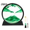 Creative Souvenir Making Kit Moving Sand Art Picture Liquid Motion, 3D Deep Sea Sandscape Quicksand Decor, Round Complete Supplies Glass Frame Display