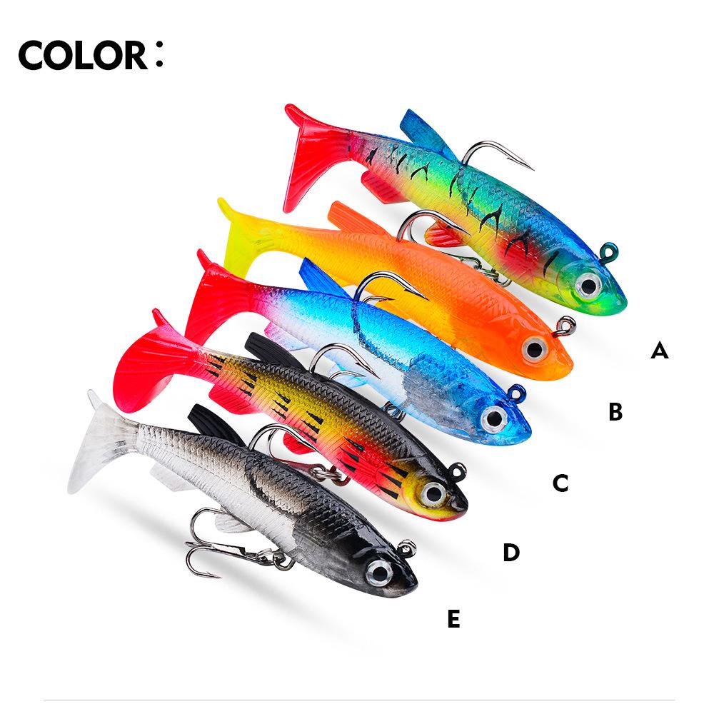 Упаковка приманки Lead Fish 7.5cm 13.5g Lead Head Soft Bait Sea Bass Boat Fishing Biomimetic False Bait T-tail Soft Bait