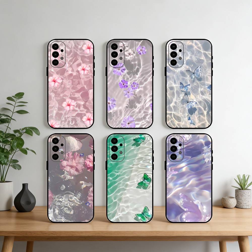 Translucent Water Ripple Phone Case For Samsung S25,S24,S21,S22,S23,S30,Ultra,S20,Plus,Fe,Note,10,9,5G Black Cover