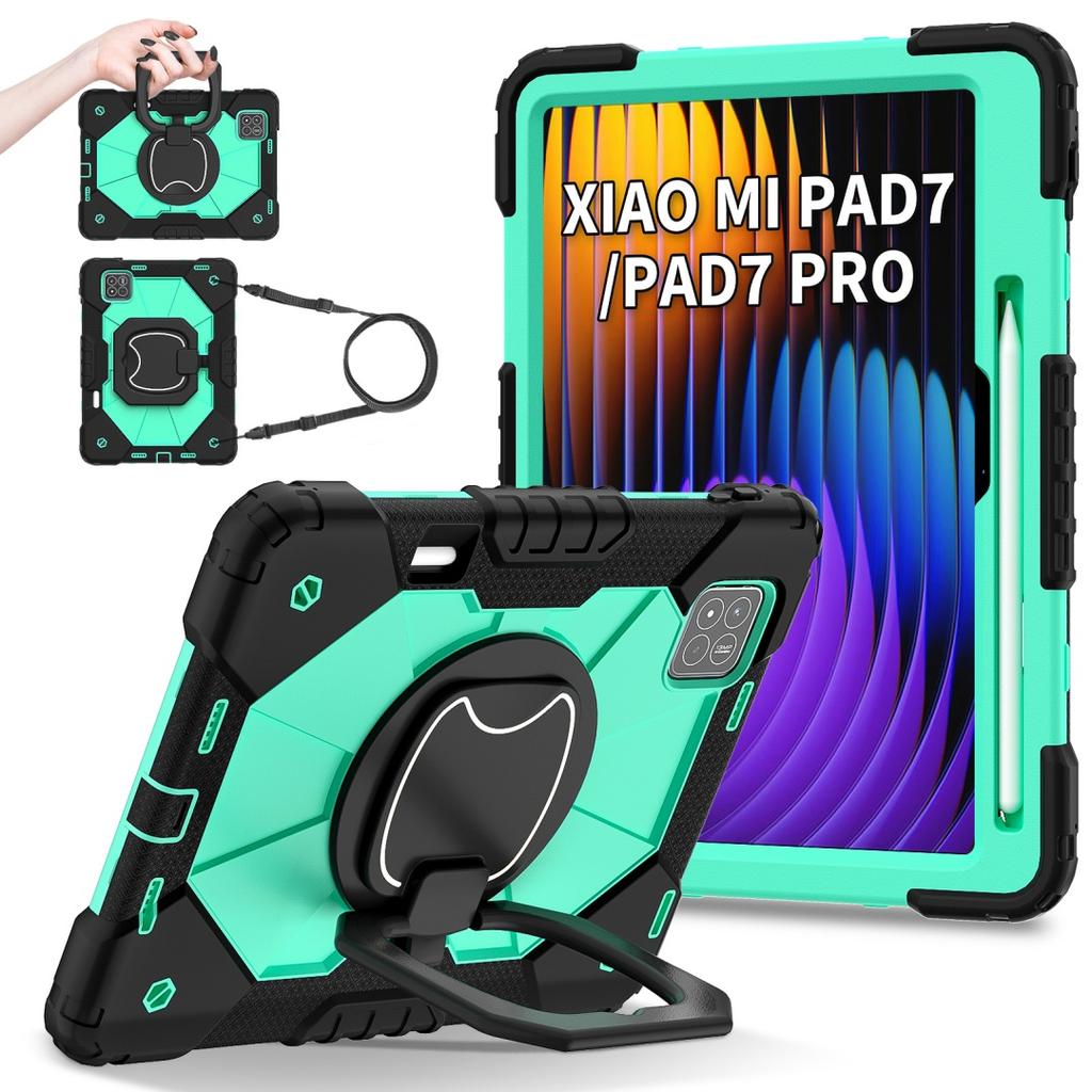Для Xiaomi Pad 7 / Xiaomi Pad 7 Pro.360° вращающаяся рукоятка прочная защитная подставка TPU+PC 3в1 противоударный противоударный чехол для планшета и ПК
