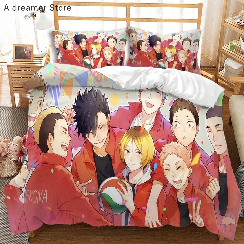 Комплект постельного белья Haikyuu, 3D-печатный волейбол для мальчиков, мультяшный аниме-пододеяльник, комплект роскошного постельного белья для детей, подарок, декор для дома