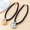 Exaggerated European & American Style Conch Pendant Necklace with Black Rope