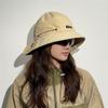 with Neck cover Drawstring Fisherman Hat Solid Color Hiking Hat Wide Brim Sun Hat  Unisex