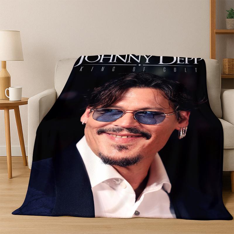 Handsome Johnny Depp Star Flannel Blanket Soft Warm Blanket Throw Blanket for Bedroom Living Room Bed Travel Picnic Gift kid