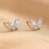 Huitan Dainty Butterfly Stud Earrings Exquisite Women's Ear Accessories Fancy Birthday Gift for Girlfriend Statement Jewelry