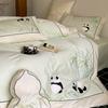 100 Cotton Premium Embroidered Four Piece Bed Set - Panda and Bamboo