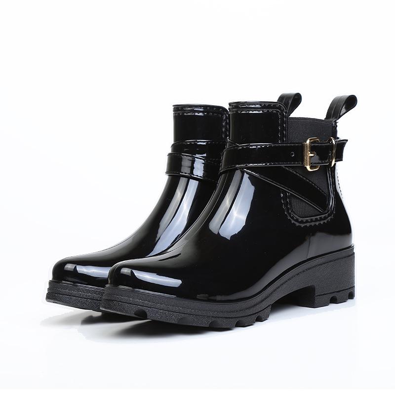 Women's Fashion Rainboots Waterproof Shoes Woman Mud Water Shoes Rubber Lace Up PVC Ankle Boots Sewing Rain Boots Plus Size