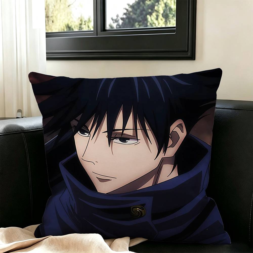 Cartoon Fushiguro Megumi Pillow Case Square Double-Sided Sofa Cushion Cover Bedroom Bedside Pillow