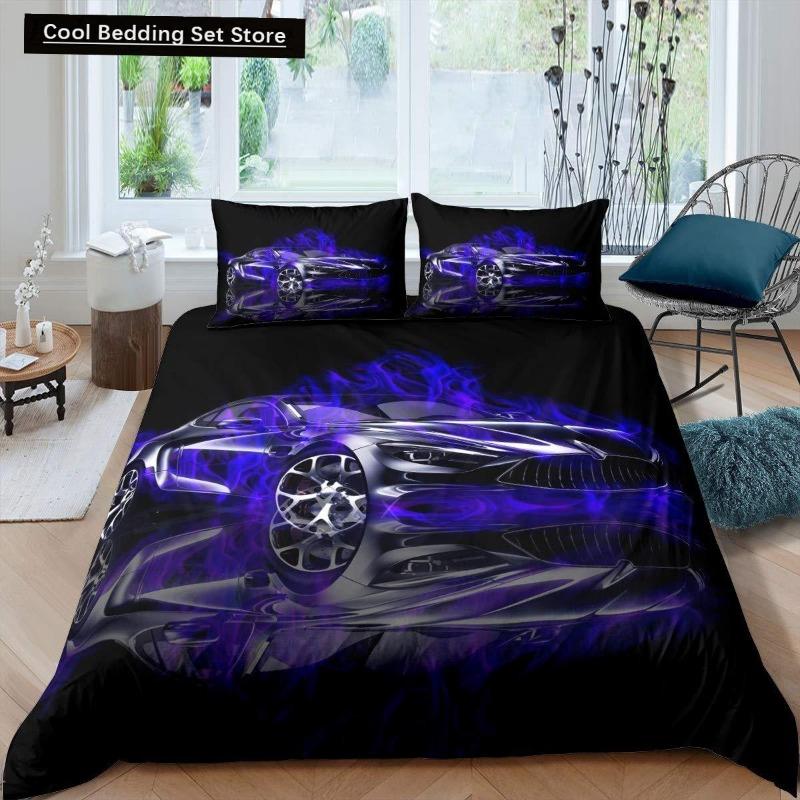 Пододеяльник с изображением гоночной машины King Queen Cool Speed Racing, комплект постельного белья для подростков и мужчин, черный спортивный автомобиль, пододеяльник из полиэстера