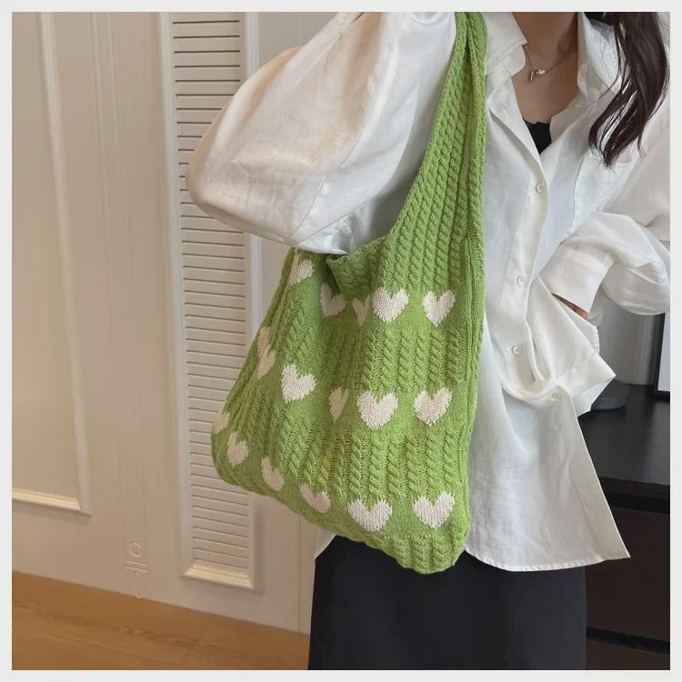 2023 Summer Ladies' Handmade Wool Knit Love Shoulder Bag