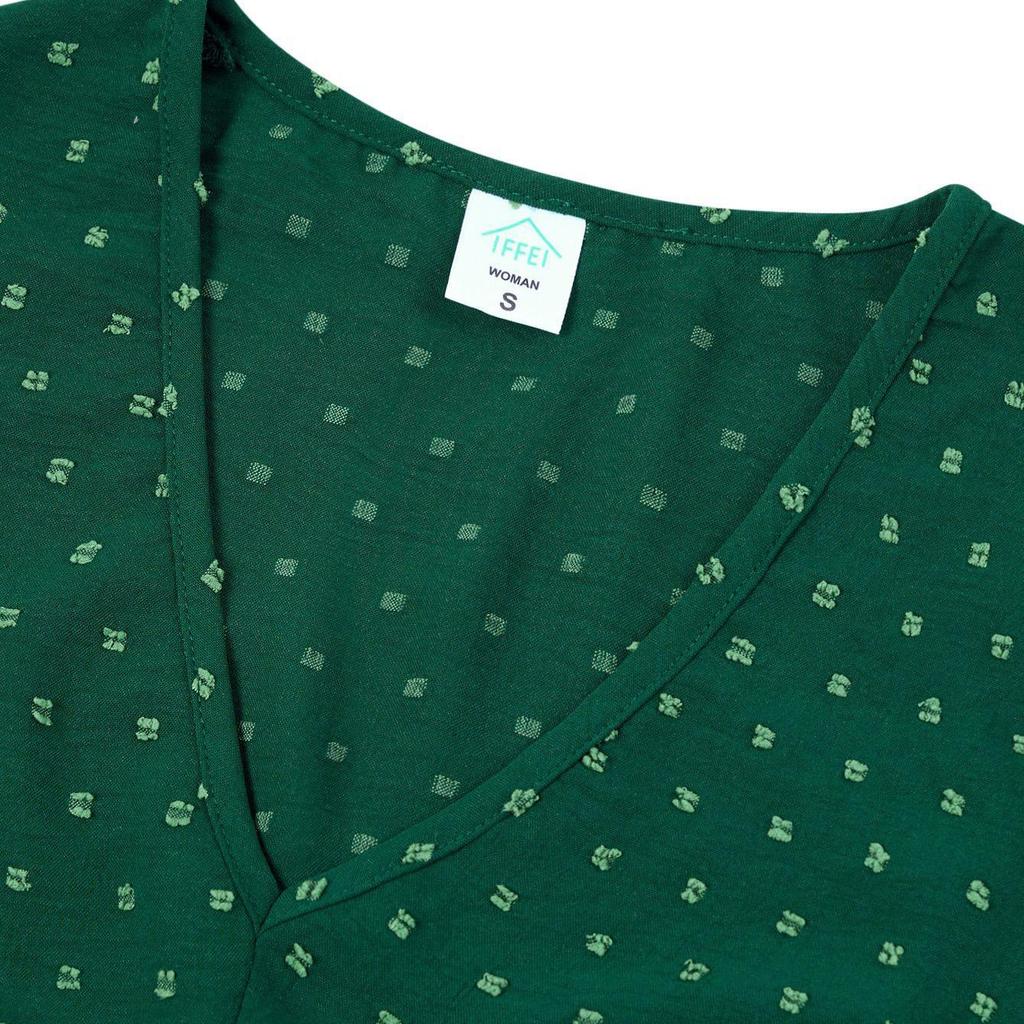 Женское весеннее однотонное платье с V-образным вырезом и короткими рукавами в виде листьев лотоса, летнее повседневное длинное платье А-силуэта с высокой талией, размер S-XL