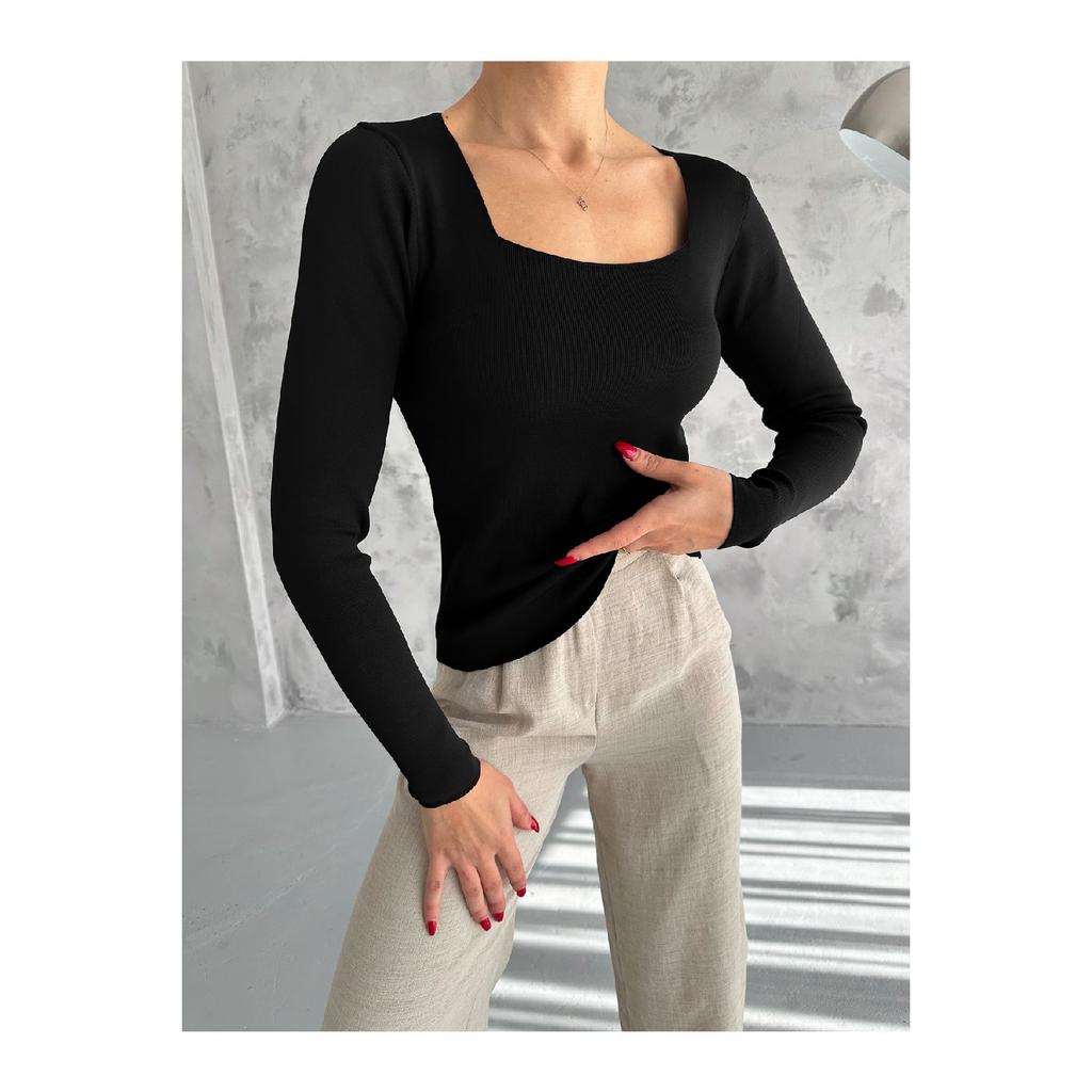 Женский трикотаж с квадратным воротником, сезонный свитер