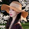 Летний новый милый соломенный шляпа от солнца с большим бантом, модный женский темперамент, защита от солнца на улице, солнцезащитная шляпа