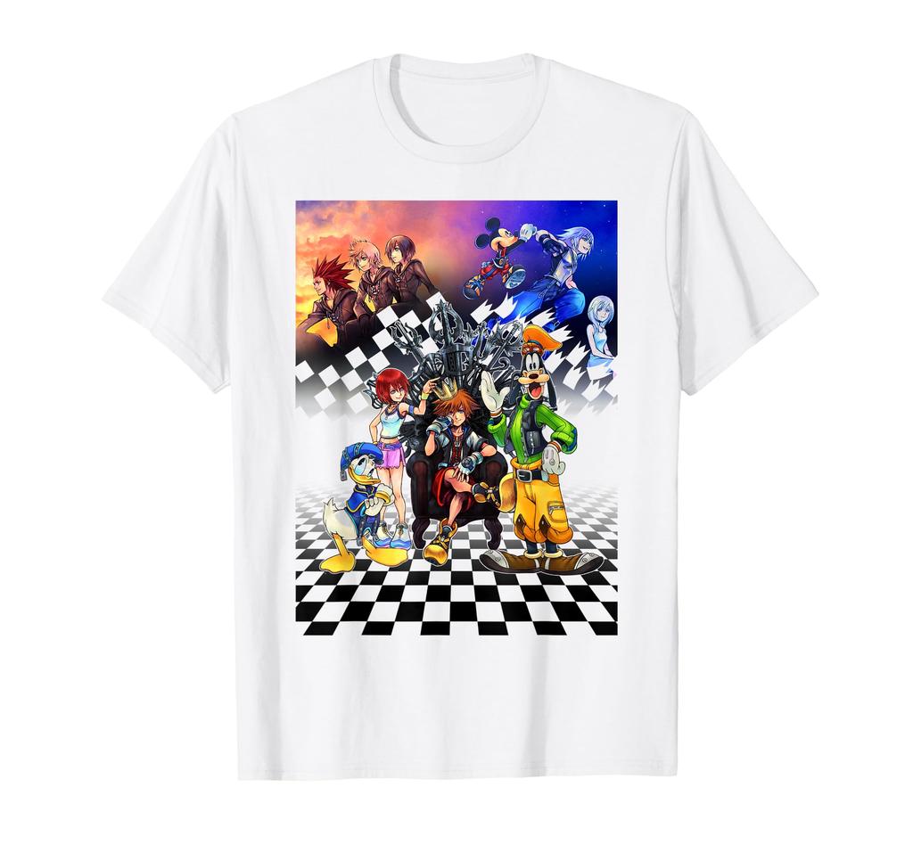 Disney Kingdom Hearts Group Shot Checkerboard Poster T-Shirt