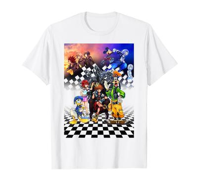 Дисней Kingdom Hearts Групповой снимок Шахматная доска Постер Футболка