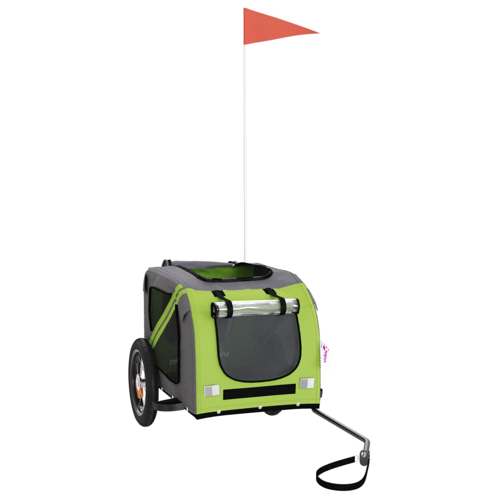 Bicycle Trailer for Dogs Green and Grey Oxford Fabric and Iron