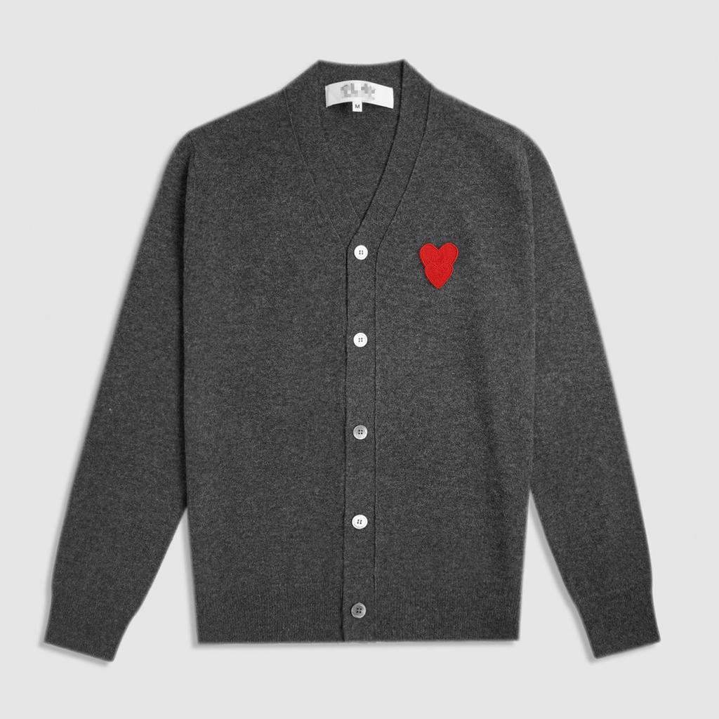 Кардиган шерстяной CDG Kawakubo с V-образным вырезом и сердцем - Вязаный свитер PLAY в японском стиле