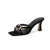 Summer Women's Sandals 2025 Fashion Luxury Diamond Open Toe Women's High Heel Slippers Outdoor Slippers High Heels
