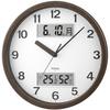 MAG Wall Clock Analog Stylish Interior Thermometer Hygrometer Calendar Silent Continuous Second Hand Diameter 29.0 cm Wood Grain Brown Double Point