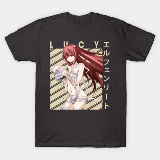 Elfen Lied Одежда с принтом Персонажа Одежда на весь год Оверсайз Новая модель Футболка Одежда с принтом Y2k Короткий рукав Классическая футболка