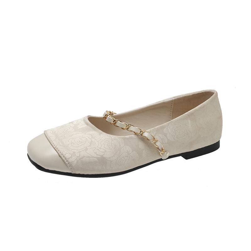 Распродажа женской обуви 2024 года, новые женские туфли Мэри Джейн на плоской подошве, модные туфли на плоской подошве с принтом в виде цепочки и квадратным носком, женская обувь для активного отдыха