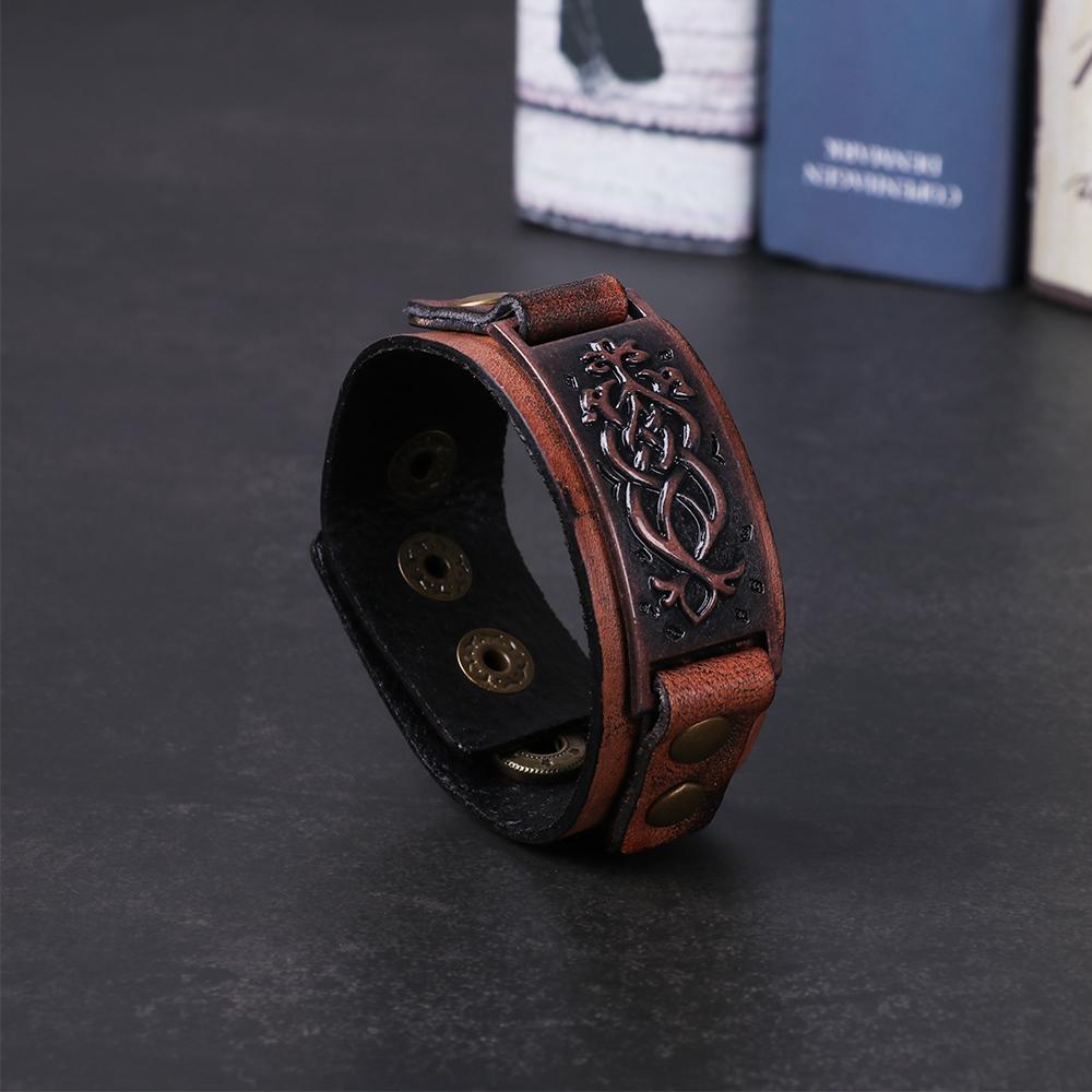 Vintage Wide Alloy Buckle Leather Wristband Cuff Bracelet Punk Snap Bracelet Wrap Bangle