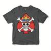 Unisexs T Shirt Sports T Shirt Short Sleeve T Shirt One Piece Red Hair Pirates Skull on Fire Red Heart Pattern Black Cotton Tee