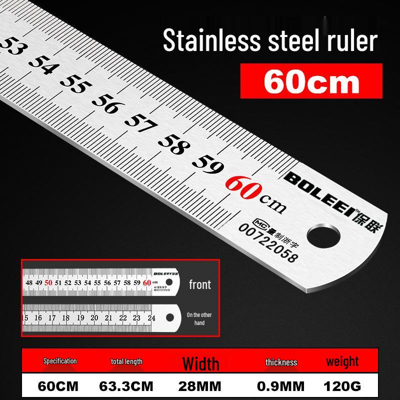 Высокоточная линейка из нержавеющей стали - Длины 15 см/30 см/50 см, Утолщенное железо, Длина 1 метр.