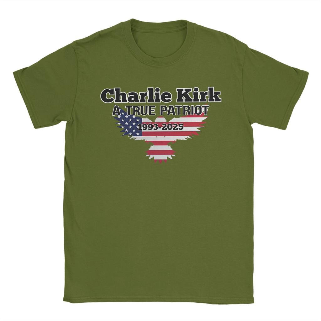 Charlie Kirk a true patriot Mens T Shirts Funny Tee Shirt Short Sleeve Crewneck TShirts Pure Cotton Gift Clothing