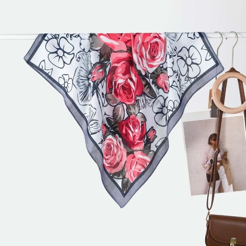 New Women's Silk Scarf High-end Velvet Versatile Simple Triangle Scarf Decorative Small Scarf Hot-selling