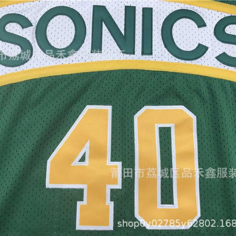 Mens Basketball Jersey Seattle SuperSonics Gary Payton 20 Shawn Kemp 40 NBA Style Cotton Blend Team Sport Shirt