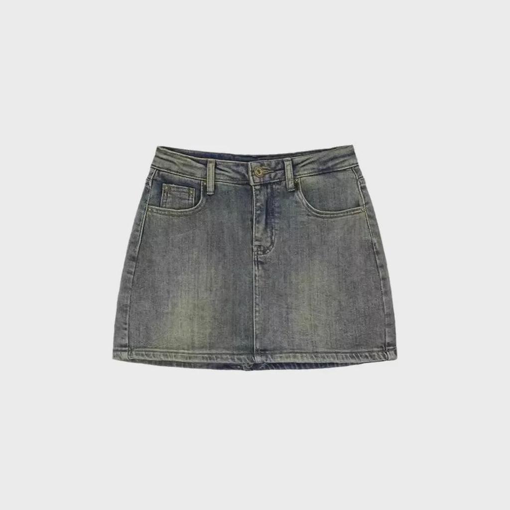 Юбка-трапеция из денима с высокой талией в стиле ретро — защита от воздействия внешней среды, облегающий крой для лета