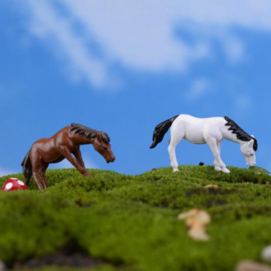 10Pcs Mini Miniature Horse Moss Fairy Garden Figurine Landscape Bonsai Decor Yousheng