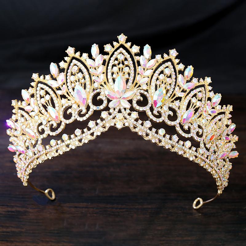 Королевская Королева AB Зеленая Корона Большая Диадема Корона для Женщин Свадебная Вечеринка Корона Украшение для Волос Ювелирные Аксессуары