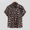 Повседневная мужская рубашка с леопардовым принтом, летние гавайские рубашки с короткими рукавами и модными топами с принтом