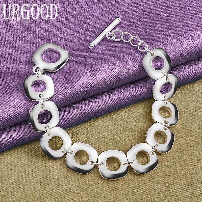 925 Sterling Silver Square Bracelet Party Fashion Gift Jewelry