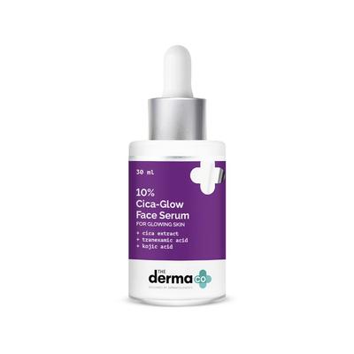 The Derma Co 10% Cica Glow Сыворотка для лица для сияющего тона кожи, легкое ежедневное увлажнение и гладкое покрытие 30 мл