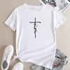 Летний топ с круглым вырезом и крестообразным узором Faith Printed Top, модные повседневные футболки с короткими рукавами для женщин из чистого хлопка