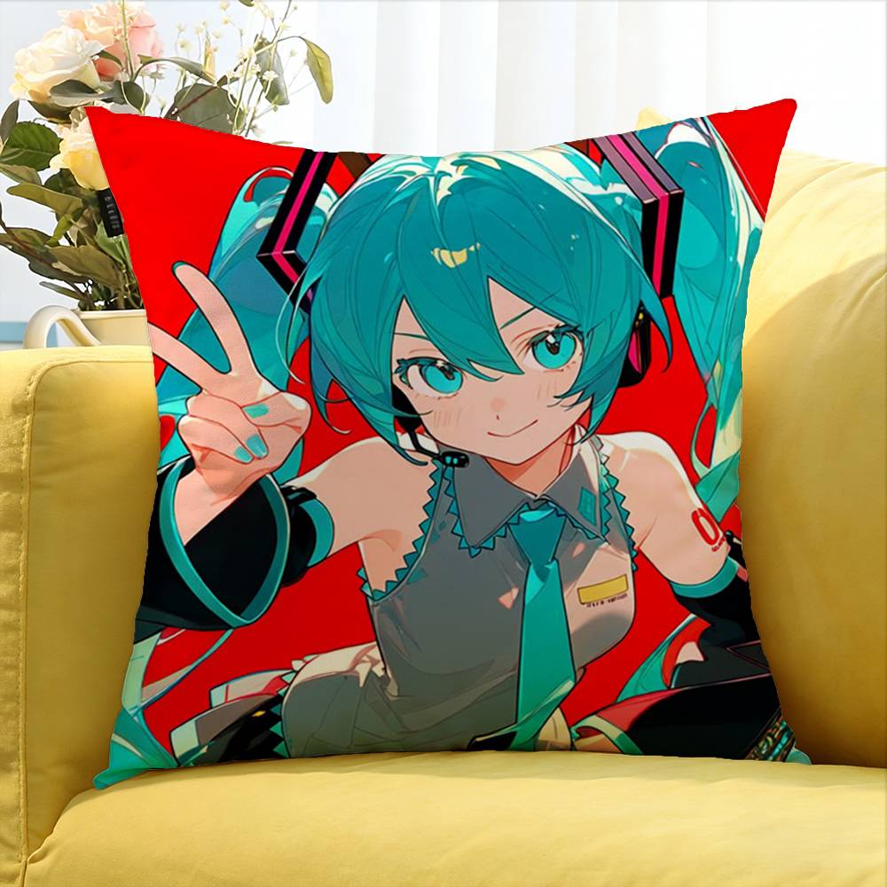 Electronic Musicians M-Miku World Various Sizes Square Pillow Case For Car Home Bedchamber Decor