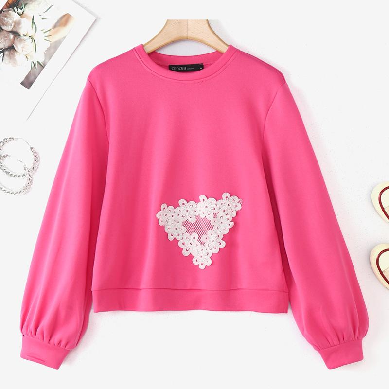 ZANZEA Women Casual Round Neck Long Sleeve Autumn Pullover Tops