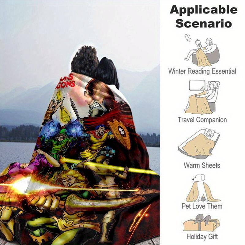 1pc Dungeons & Dragons: A Magical Home Decor Gift, Cozy Flannel Blanket for Bedroom, Living Room, Travel, Camping, Car, Beach, Office Naps, Perfect as