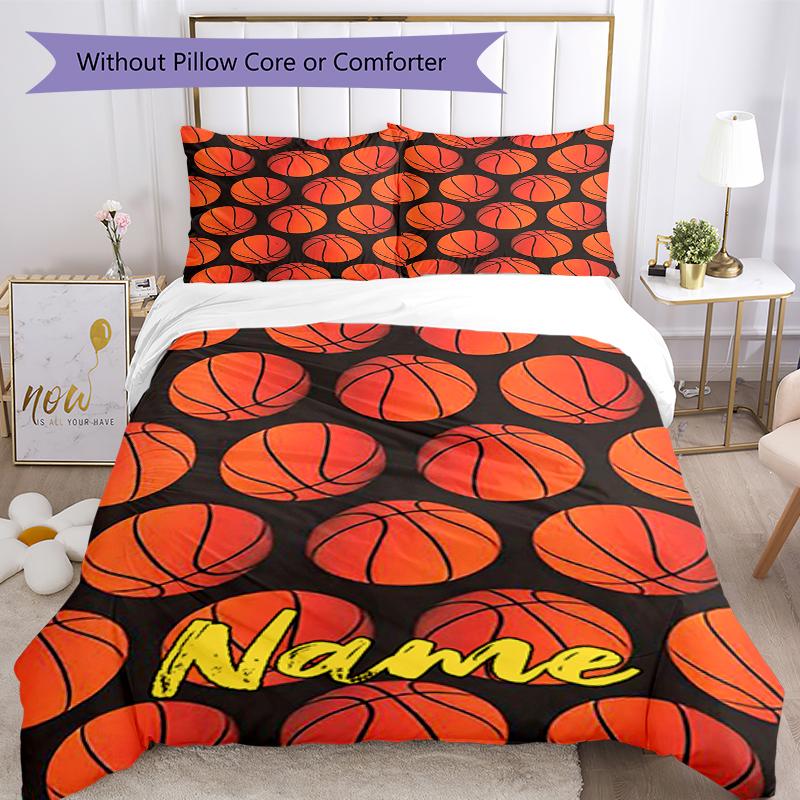 3 шт. Индивидуальный набор постельного белья с именем для баскетбола Пододеяльник на молнии Включает 1 пододеяльник и 2 наволочки, Мягкий и удобный для всех сезонов.