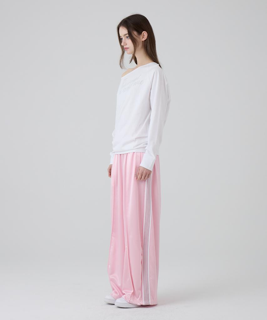 DANGLEDROP Dgdp Balloon Fit Curved Line Track Pants_Light Pink