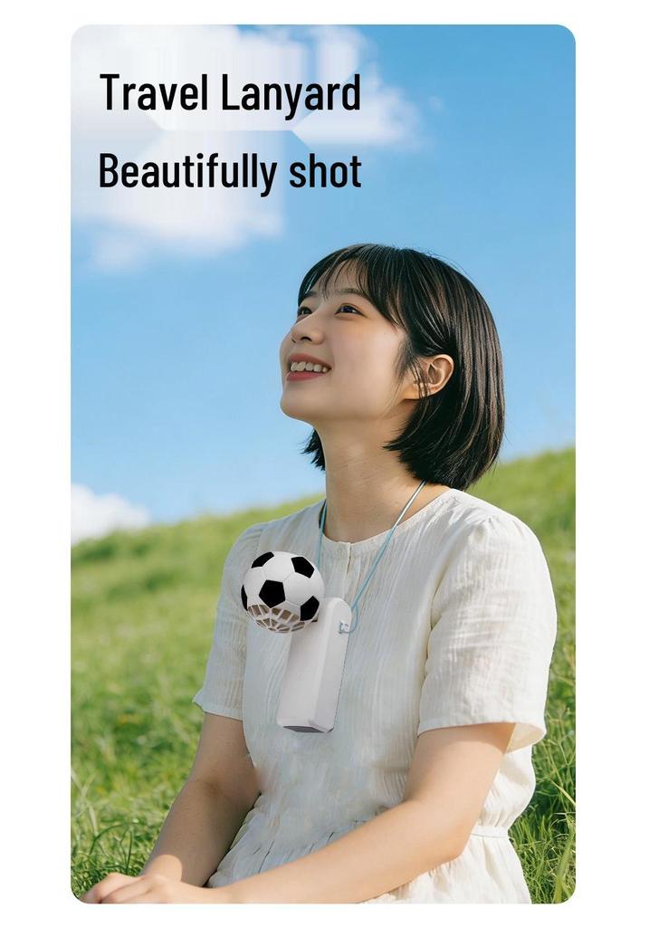 X68 Cross Football World Cup Portable Handheld Fan with Semiconductor Cooling and Rechargeable Folding Design.