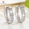 Luxury Silver Color Women Hoop Earrings Small Circle Dazzling CZ Delicate Female Party Earring Daily Wear Classic Jewelry