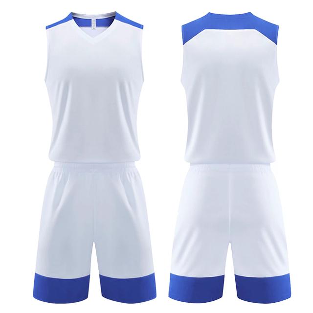 Kids Men Women Basketball Jersey Set Child Men Blank Basketball Uniforms V-Neck Training Vest Double Pocket Shorts Sports Suit