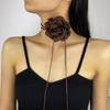 Stylish Rose Blossom Necklace Simulation Flower Neckchain Women Girls Collarbone Chain Eye Catching Choker Accessory