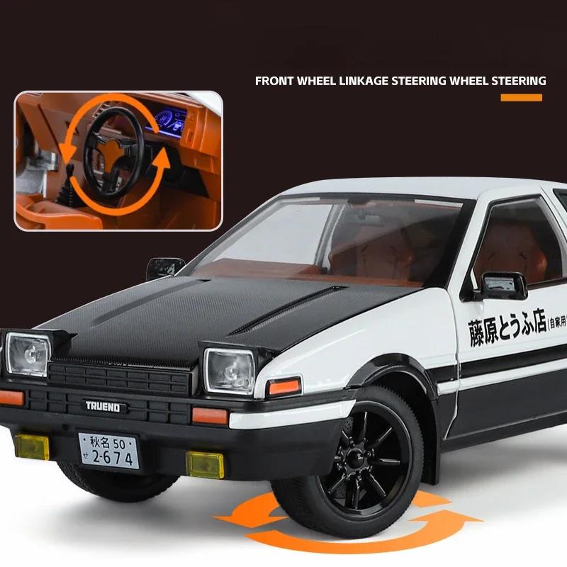 Симуляция Initial D 1/18 Toyota AE86 TRUENO Модель автомобиля из сплава Литая миниатюрная машина Подарок Парню Мальчику Подарок на день рождения