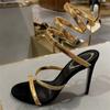 Aneikeh Summer Street Style Ankle Strap Open Toe Narrow Band Women Sandals Thin High Heels Stripper Sexy Banquet Shoes