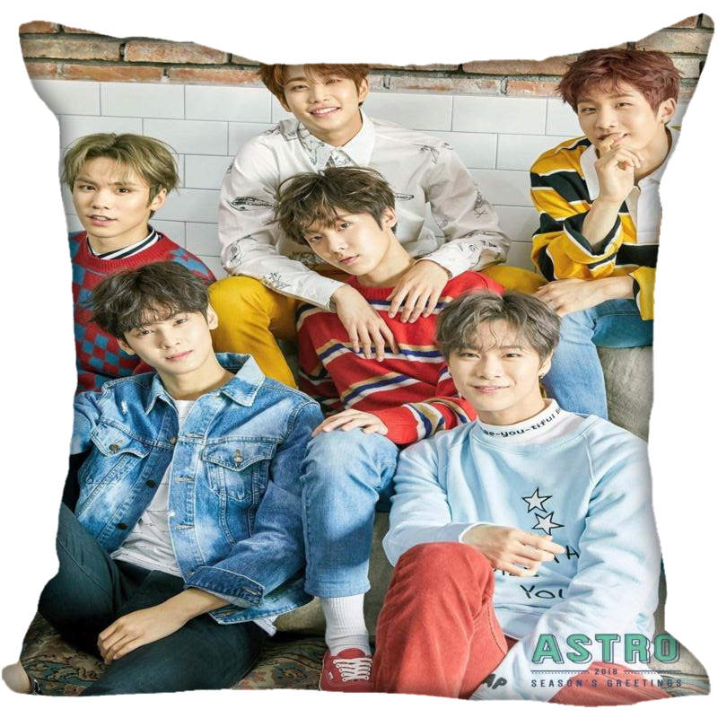 Fan Xi Горячая Индивидуальная Квадратная Наволочка в Стиле K-pop с Принтом Astro Декоративная Домашняя Наволочка из Сатина на Молнии (Одна сторона)